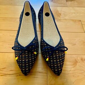 Rothy’s Bow Point Evening Flats Metallic Blue Like New Size 10.5